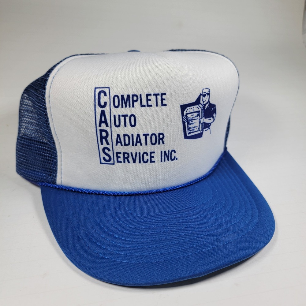 CARS Complete Auto Radiator Service ‎ White BLUE Trucks Vintage Trucker Hat